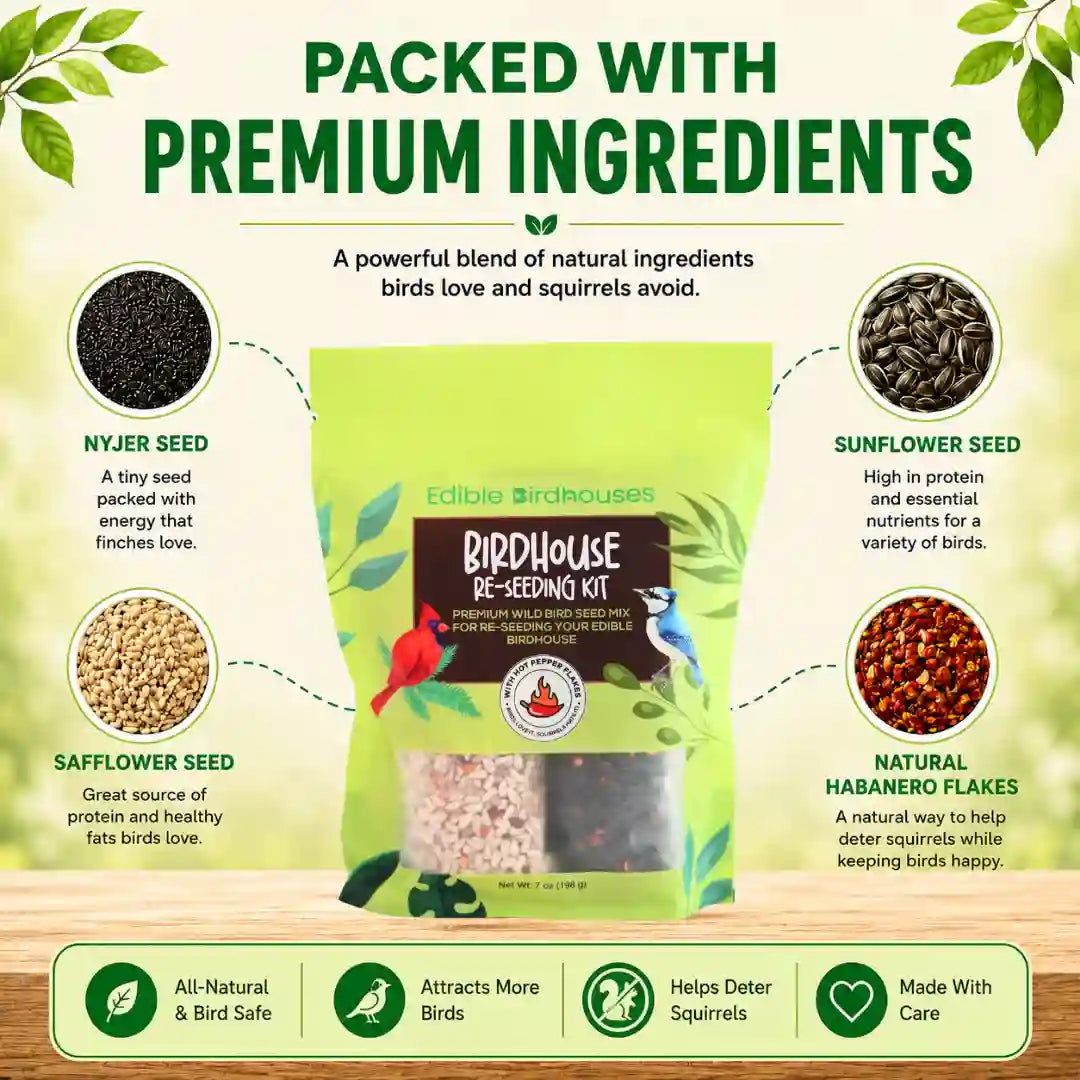 Edible Birdhouses Re-Seeding Kit – Premium Wild Bird Seed Mix