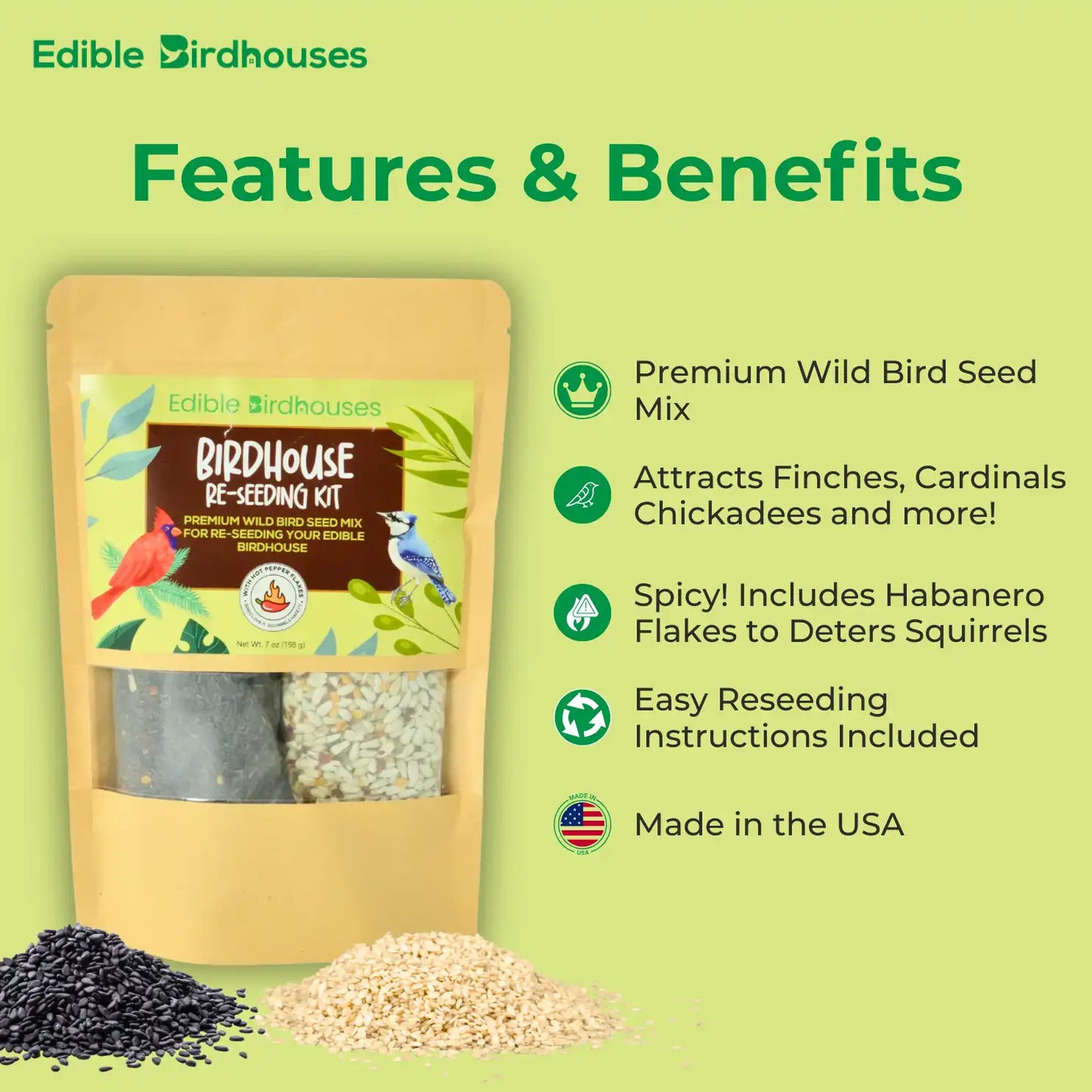 Edible Birdhouses Re-Seeding Kit – Premium Wild Bird Seed Mix
